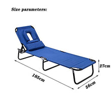 LINGZE Lettino Prendisole Pieghevole reclinabile Sedia con Cuscino, Giardino Spiaggia reclinabile per Esterni Regolabile, Blu