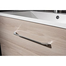 FACKELMANN B.Clever - Set di mobili da bagno, 3 pezzi, 120-150 cm, in frassino con lavabo e vasca in marmo, con specchio a LED