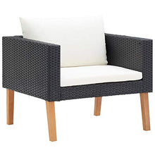 Tidyard Divano da Giardino Singolo con Cuscini in Polyrattan Nero