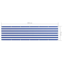 vidaXL Paravento da Balcone Bianco e Blu 75x300 cm Tessuto Oxford