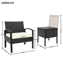 QYLJZB - Set di 3 sedie da giardino, set da bistrot per verande, veranda, piscina, con 2 sedie, 2 cuscini spessi e 1 tavolo