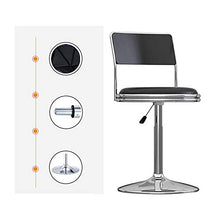 Sgabello da bar, poltrona girevole a 360 °, sgabello da lavoro regolabile in altezza da 40 cm a 53 cm, similpelle, con schienale, base in metallo/F / 40cm / 53cm