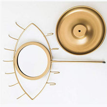 SOLUSTRE Forma degli Occhi Specchio per Il Trucco Boho Decorativo Specchio da Tavolo Staccabile Dorato Specchio Cosmetico con Vassoio di Gioielli Orecchini Supporto da Tavolo Specchio Boho