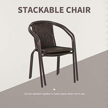 Set Tavolo e 2 Sedie da Giardino in Acciaio e Rattan Marrone