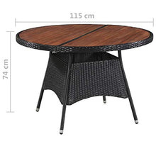 FAMIROSA Set da Pranzo da Giardino 7 pz in Polyrattan e Acacia Nero-3946