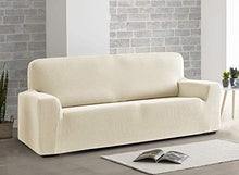 Eiffel Textile Funda Sofa Elastica Protector Adaptable Rústica Fodera per Divano, 94% Poliestere, 6% Elastan, Avorio, 3 Posti - Arredi Casa