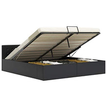 SKM Giroletto con Contenitore Idraulico Nero Similpelle 160x200 cm