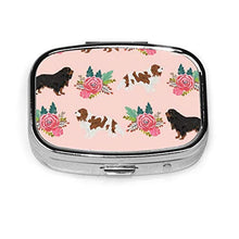 Scatola quadrata per pillole Cavalier King Charles Spaniel, motivo floreale rosa per cani e pillole, dispenser per pillole e integratori di vitamine