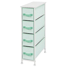 mDesign Cassettiera in tessuto – Comò con 4 cassetti – Pratico organizer con cassetti ideale per camera da letto e bagno – verde menta/bianco