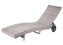 Mendler Lettino Regolabile da Esterno HWC-D80 polyrattan Grigio con Cuscino Beige