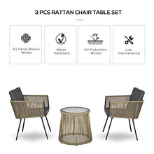 Set Tavolino e 2 Poltrone da Giardino in Acciaio e Rattan Cachi e Grigio