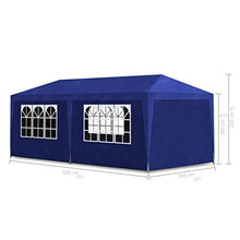 vidaXL Tenda per Feste 3x6 m Blu in Acciaio e PE Tendone da Giardino Gazebo
