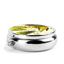 Scatola rotonda per medicina portatile, mini pillole in metallo, dispenser per pillole tascabili, borsa da viaggio, regalo Carolina Parrocchetto