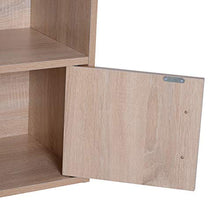 homcom Libreria Scaffale Mobiletto in Legno con 3 Ripiani 4 Scompartimenti e 2 ante, 61.5x29.5x80cm
