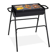 Relaxdays Griglia Portatile, Instant Barbecue da Giardino, BBQ Rettangolare con Manici, HLP: 82 x 89 x 87 cm, Nero