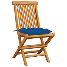 vidaXL Sedie da Giardino con Cuscini Blu 4 pz Massello di Teak