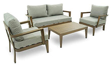 Set Salotto da Giardino Divano 2 Poltrone e Tavolino in Alluminio Estia Legno