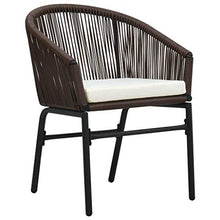 SKM Set da Bistro 3 pz con Cuscini in Rattan PVC Marrone