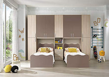 InHouse srls Cameretta Color Olmo e Marrone con Due Letti Integrati. Altezza 245,3 - Lunghezza 338 - profondità 206.