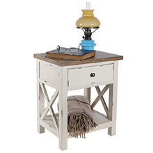 Comodino in legno bianco crema, vintage, stile rustico, retro