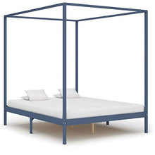 Tidyard Giroletto con Baldacchino 4 Cassetti Grigio in Pino 160x200 cm,Robusto e Durevole