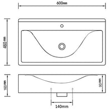 Lavabo in Ceramica Rettangolare Bianca 60 x 46 cm