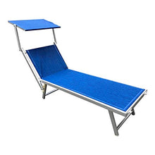 C MEDIA TRADE SL Lettino Prendisole Alluminio con Parasole Luxurious Beach 180X60X40 cm Blu