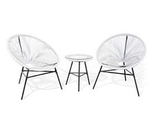 Beliani Set da Esterno Tavolino e 2 Sedie Bianco Rattan Sintetico Moderno Acapulco