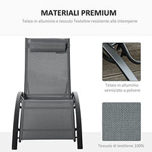 Outsunny Sdraio da Giardino Reclinabile su 5 Livelli con Cuscino Rimovibile, Alluminio e Textilene, 46x171x82cm Grigio