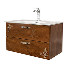 Shop Chic Mobile Bagno Kunst Finitura Legno Arte povera con Specchio e lavabo Rettangolare