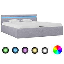 Tidyard pedkit Letto Idraulico Contenitore LED Grigio Chiaro Tessuto 160x200cm,Camera da Letto, Camera degli Ospiti o dormitorio