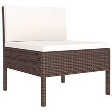 SKM Set Divani da Giardino 10 pz con Cuscini in Polyrattan Marrone (71kg)