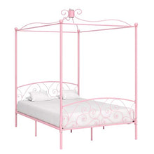 SKM Letto a Baldacchino Rosa in Metallo 140x200 cm