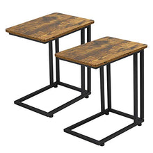 Yaheetech 2 Tavolini da caffè Industriale Tavolino Mobile da Salotto Comodini Vintage con Ruote da Divano Laterale Salotto per Laptop Notebook Snack Moderno Nero e Marrone