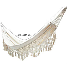 Renoble amaca in pizzo con nappe in stile bohémien, amaca per 2 persone, stile boho, in macramè, comoda amaca pieghevole, 200 x 150 cm