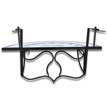 Tavolino Appendibile da Balcone/Tidyard Mosaico Balcone tabella d'Attaccatura Semicircolare 76 x 56 x 64 cm | Blu e Bianco