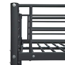 Tidyard Letto a Castello Nero in Metallo 140x200 cm/90x200 cm,Include Barre di Sicurezza e Scala Protetta