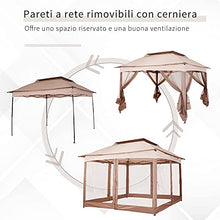 Outsunny Gazebo da Giardino con Zanzariera Impermeabile Richiudibile Telo in Tessuto di Poliestere 325×325cm