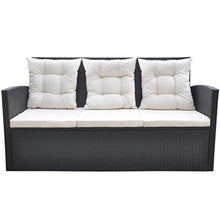 FAMIROSA Set da Pranzo da Giardino 6 pz con Cuscini in Polyrattan Nero