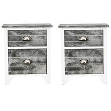 vidaXL 2x Comodino 2 Cassetti Grigio Bianco Mobiletto Mobile Arredo Armadietto