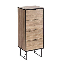Lolahome - Sinfonier Natural Industrial con 4 cassetti in Legno e Metallo, 40 x 35 x 100 cm