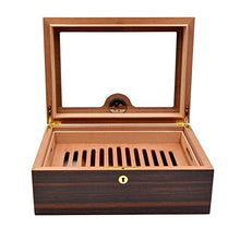 WY-YAN Vetro Trasparente Tetto apribile Visualizza Legno di Cedro Messa Humidor