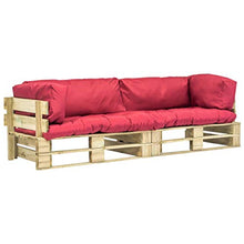 SKM Divani da Giardino su Pallet 2 pz Cuscini Rossi in Legno PinoA