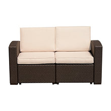 Outsunny Divano a 2 Posti in PP Plastica Divano da Giardino ad Effetto Rattan con Cuscini