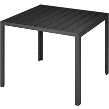 TecTake 800587 - Tavolo da Giardino, Robusta Intelaiatura in Alluminio, Pannelli dall’Effetto Legno - Disponibile in Diversi Colori (Nero | No. 402954)