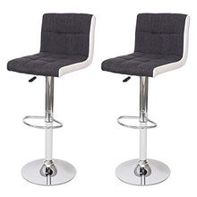 Mendler Set 2X sgabelli Lounge HWC-G87 Ecopelle Tessuto Base cromata Grigio Scuro Bianco