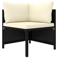 FAMIROSA Set Divani da Giardino 7 pz con Cuscini in Polyrattan Nero
