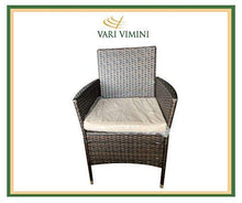Varì Vimini - Salotto Principe da giardino in Metallo e Polyrattan colore marrone. Composto da divano 2 posti con cuscino, 2 poltrone con cuscini e un tavolino in vetro e polyrattan - Arredi Casa
