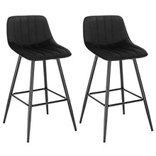 WOLTU BH253sz-2 Sgabelli da Bar Seduta Fissa con Poggiapiedi Sedia da Cucina in Velluto Nero 2 Pezzi