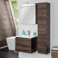 FACKELMANN B.Clever - Set di mobili da bagno, 3 pezzi, 120 cm, con lavabo in marmo e armadietto a specchio a LED